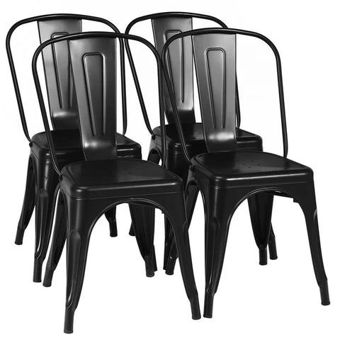 Costway Dining Side Stackable Chair Gunblack Set of 4