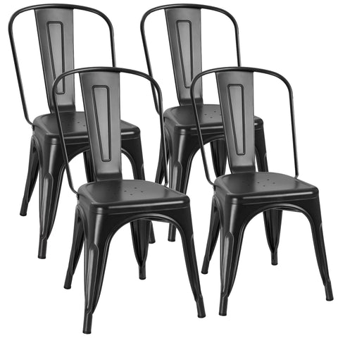Vineego Metal Dining Chair  Stackable Classic Trattoria Set of 4