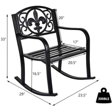 Magic Union Outdoor Rocking Chair Cast Iron for Patio Garden Backyard, Black
