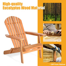 Gymax Eucalyptus Adirondack Chair Foldable Outdoor Wood Lounger Chair Natural