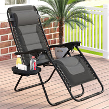 MF Studio Padded Zero Gravity Chair Outdoor Patio Recliner with Adjustable Headrest and Cup Holder, Grey