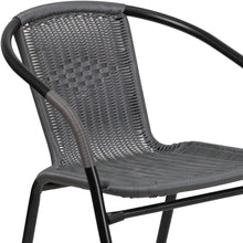 Emma + Oliver 2 Pack Gray Rattan Indoor-Outdoor Restaurant Stack Chair with Curved Back