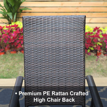 MF Studio Set of 2 Outdoor Patio Folding Chairs 7-level Adjustable Rattan Recliner, Dark Brown&Black