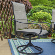 MF Studio Set of 2 Outdoor Swivel Dining Chairs with Padded Textilene&Rocking Motion, Black&Gray