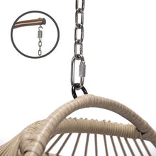Nicesoul Rattan Swing Egg Chair Hanging Chair with Stand Beige 350 lbs Capacity Metal Frame