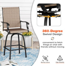 Sophia & William 2 Pcs Outdoor Swivel Metal Bar Stools Patio Height Chairs in Brown
