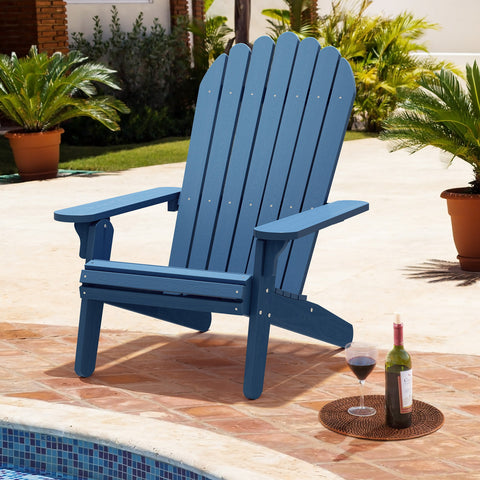 Yitahome Adirondack Chair Weather Resistant Wooden Patio,Navy Blue