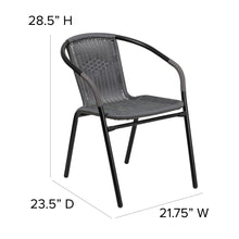 Emma + Oliver 2 Pack Gray Rattan Indoor-Outdoor Restaurant Stack Chair with Curved Back