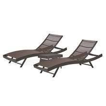 All Weather Synthetic Mesh Brown Chaise Lounger Set