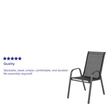 Flash Furniture 5 Pack Brazos Series Black Outdoor Stack Chair with Flex Comfort Material and Metal Frame