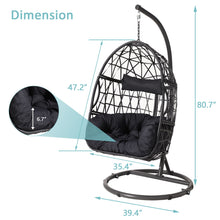 Haverchair Egg Chair with Stand Outdoor Patio Wicker Hanging Chair Swing Chair with Cushion