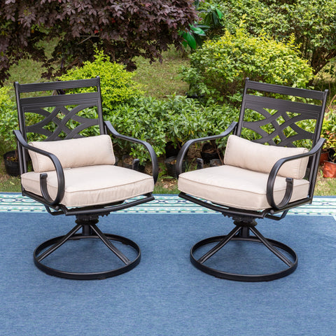 MF Studio Outdoor Dining Swivel Chair with Cushion, patio dining chairs set of two, Beige