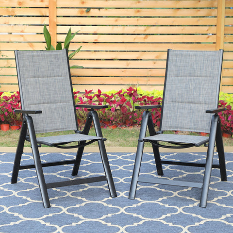 MF Studio Set of 2 Aluminum Outdoor Patio Folding Sling Chairs