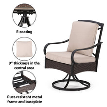 MF Studio Set of 2 Outdoor Swivel Rocker Club Patio Wicker Chairs with Cushions, Beige