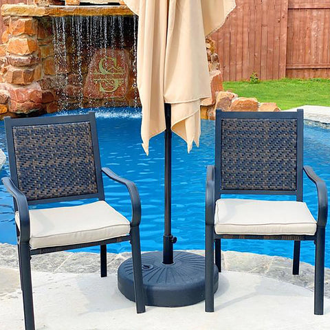 Sophia & William Patio Dining Chairs, 2 Rattan Chairs with Cushions