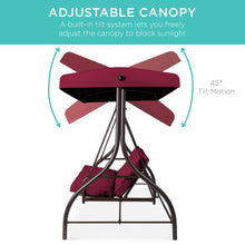 Best Choice Products 3-Seat Outdoor Converting Canopy Swing w/ Removable Cushions