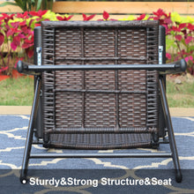 MF Studio Set of 2 Outdoor Patio Folding Chairs 7-level Adjustable Rattan Recliner, Dark Brown&Black