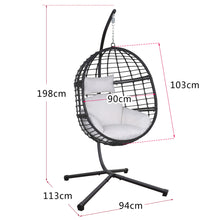 Arttoreal Wicker Hanging Chair,Hammock Egg Chair with Stand and Cushion for Bedroom Garden and Balcony,White