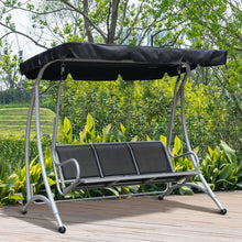 Outsunny 3 Person Patio Swing Chair with Adjustable Canopy, Black