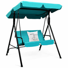 Gymax Blue Outdoor Swing Canopy Patio Swing Chair 2-Person Canopy Hammock