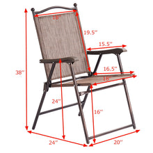 Gymax Set of 2 Folding Patio Furniture Sling Back Chairs Outdoors brown
