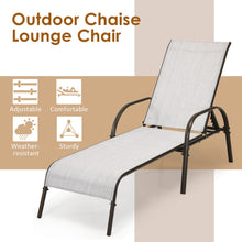 Costway 2PCS Patio Lounge Chair Chaise Adjustable Reclining Armrest Grey
